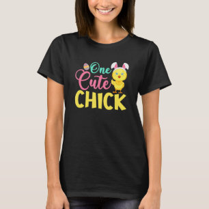 One Cut Chick Bunny Ear Easter Day T-Shirt