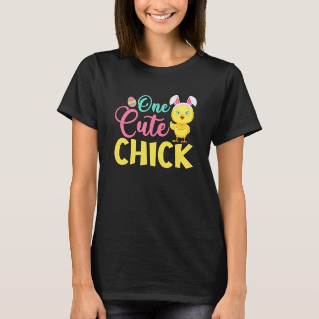 One Cut Chick Bunny Ear  Easter Day T-Shirt (Front)
