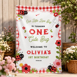 One Cute Bug Floral Ladybug 1st Birthday party Banner