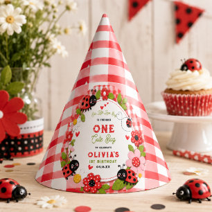 One Cute Bug Floral Ladybug 1st Birthday party Hat