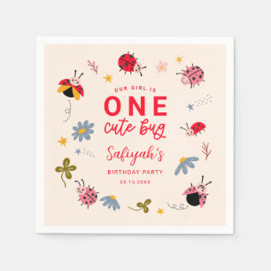 ONE Cute Bug Insect Birthday Party Napkin