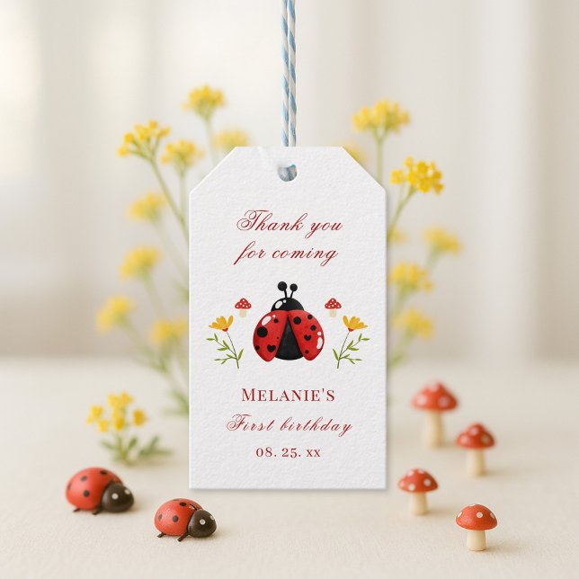 One Cute Bug Ladybug 1st Birthday Gift Tag (Creator Uploaded)