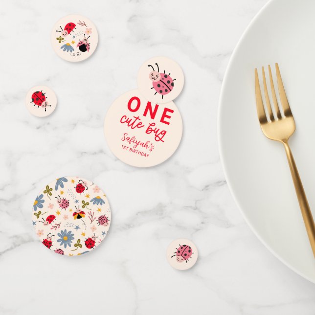 One Cute Bug Ladybug Birthday Party Confetti (Group)