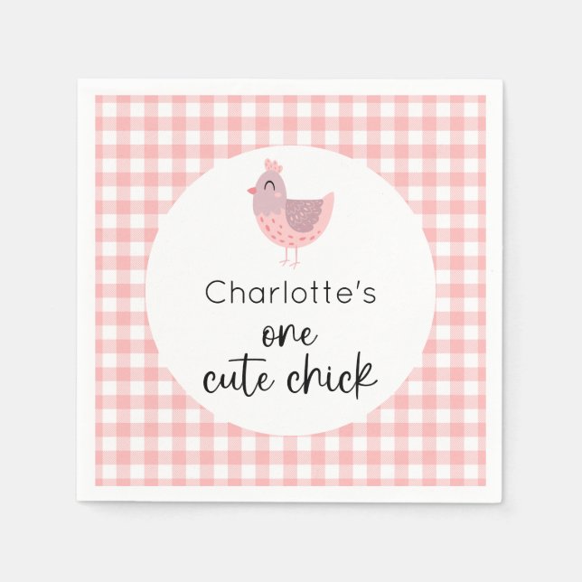 One Cute Chick 1st Birthday Napkin (Front)