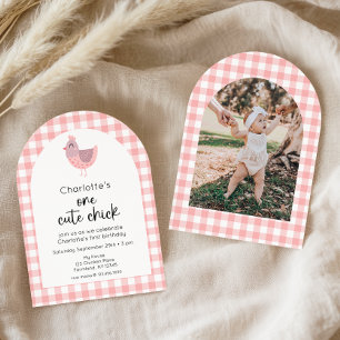 One Cute Chick 1st Birthday Photo Invitation