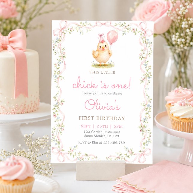 One Cute Chick Birthday Invitation (Creator Uploaded)