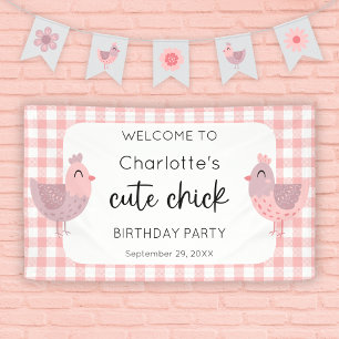 One Cute Chick Peach 1st Birthday Welcome Banner