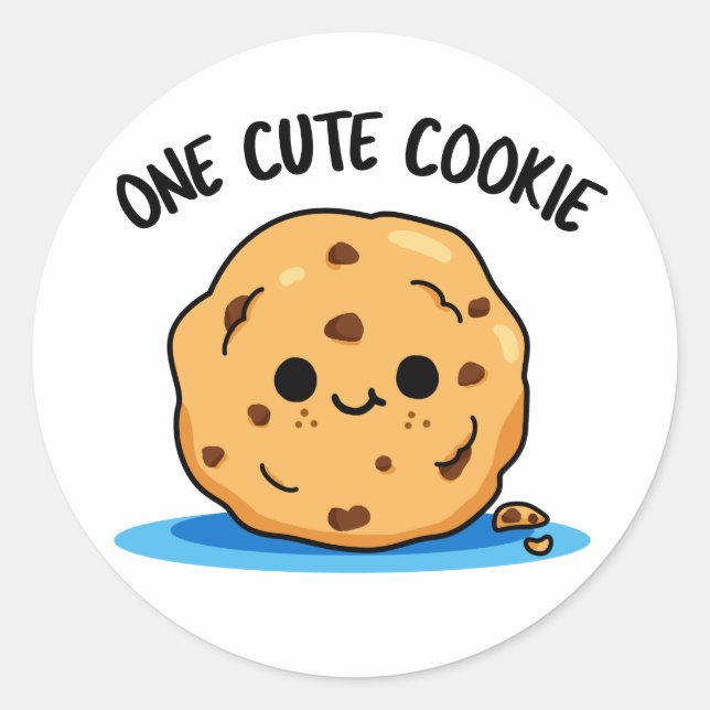 One Cute Cookie Funny Food Pun  Classic Round Sticker (Front)
