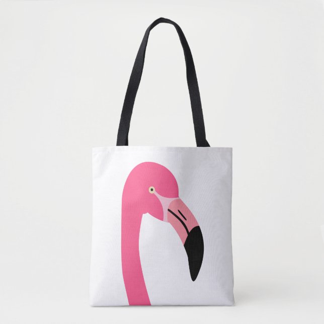 One cute pink flamingo isolated tote bag (Front)