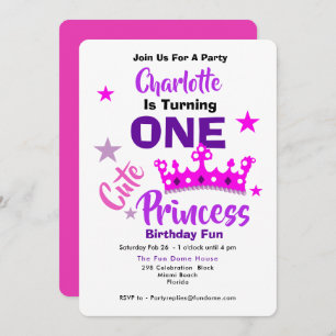 One Cute Princess 1st Birthday Personalized Invitation
