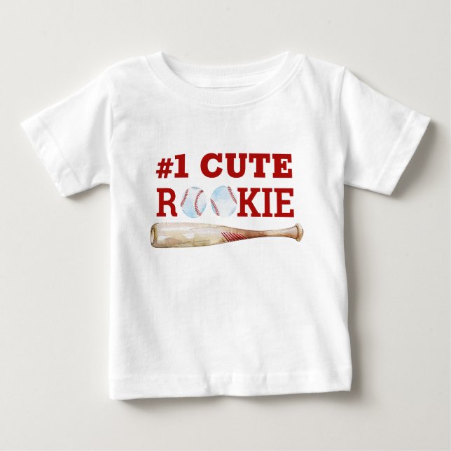 One Cute Rookie Baseball Baby T-Shirt  (Front)