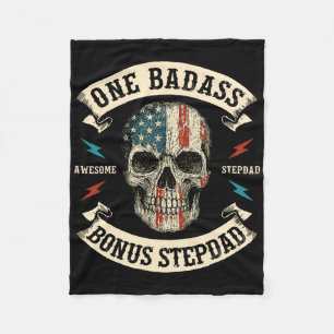 One D Bonus Stepdad Step Dad Skull Usa Flag Father Fleece Blanket
