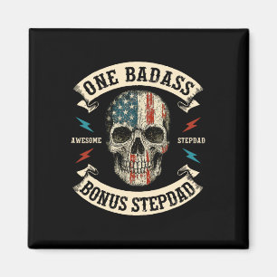 One D Bonus Stepdad Step Dad Skull Usa Flag Father Magnet