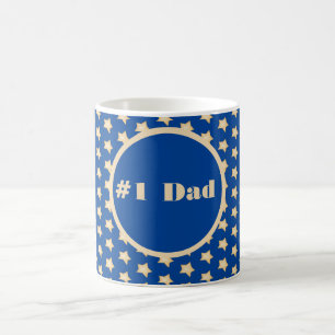 #One Dad Simple Gold Star on Blue Background Coffee Mug