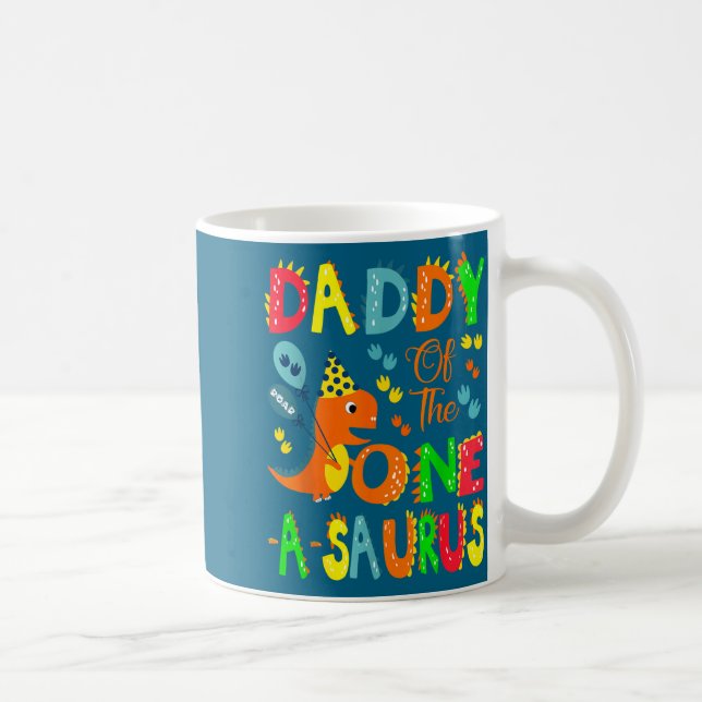 One Daddy Saurus 1st Birthday Dinosaur Coffee Mug (Right)