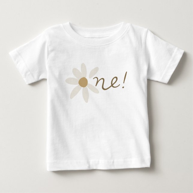 One Daisy Floral First Birthday Cute Tshirt (Front)