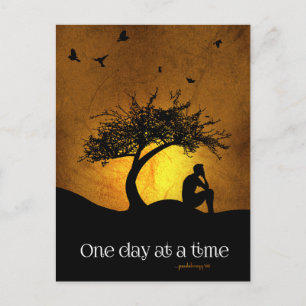 One Day at a Time (12 Step Recovery Male) Postcard
