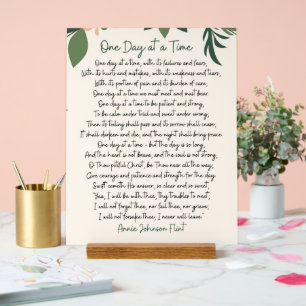One Day At A Time Annie Johnson Flint Postcard Acrylic Sign