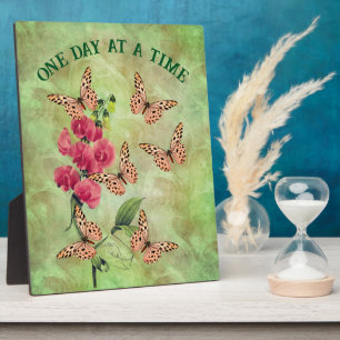 One Day At A Time Butterfly Flower Inspirational Plaque