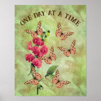 One Day At A Time Butterfly Flower Inspirational