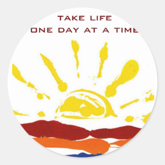 One day at a time classic round sticker