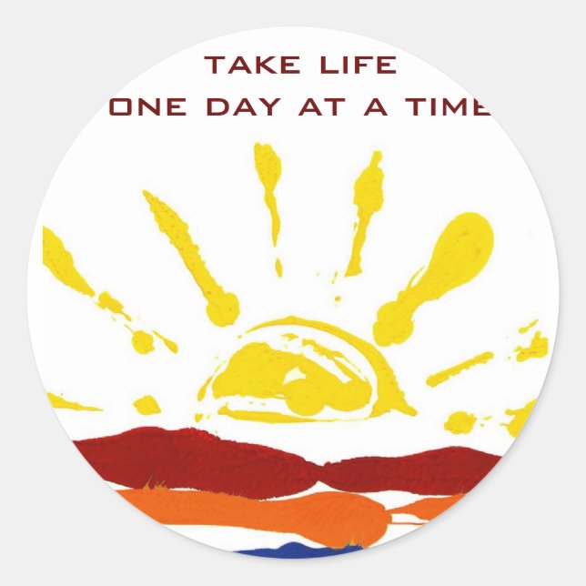 One day at a time classic round sticker (Front)