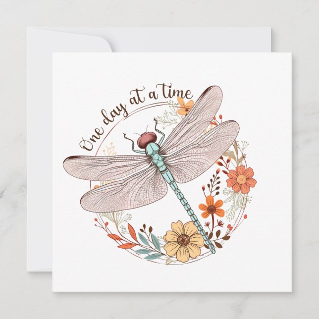 One Day at a Time Dragonfly Sublimation Holiday Card (Front)