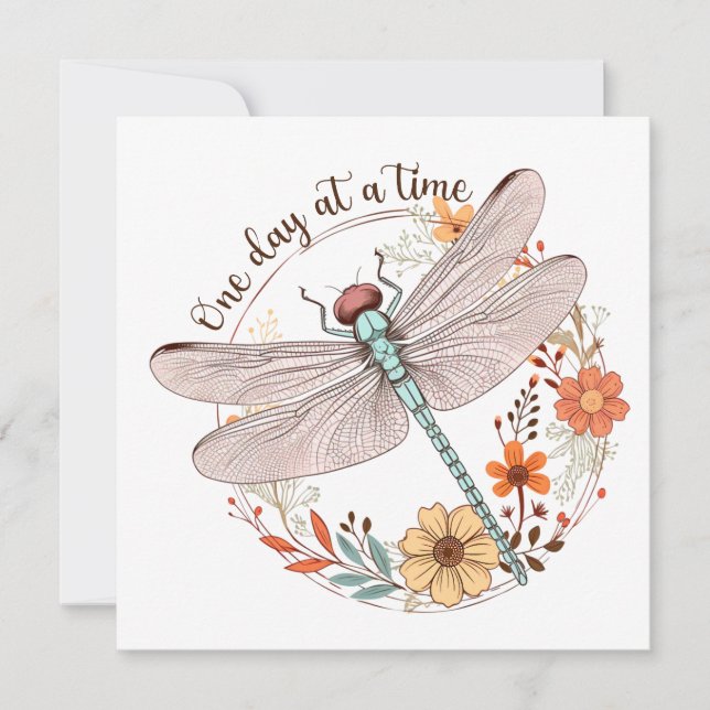 One Day at a Time Dragonfly Sublimation Holiday Card (Front)