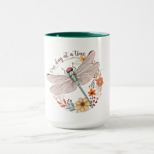 One Day at a Time Dragonfly Sublimation Mug