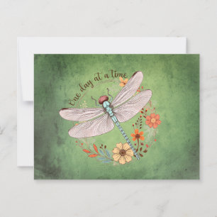 One Day at a Time Dragonfly Sublimation Postcard