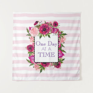 One Day at a Time Floral Frame Quote Tapestry