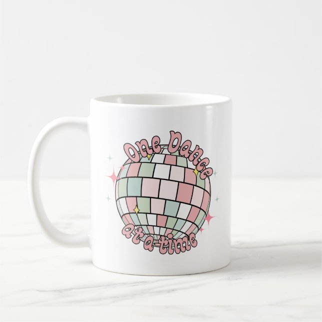 One Day at a Time Groovy Pink Discoball  Coffee Mug (Left)