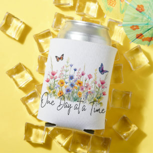 One Day at a Time Inspirational Quote Wildflowers Can Cooler