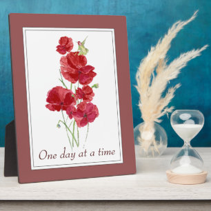 "One Day at a Time" Inspiring Quote Flowers Plaque