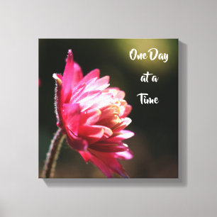 One Day At A Time Quote Flower In Sunlight Canvas Print