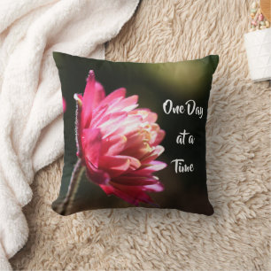 One Day At A Time Quote Flower In Sunlight Cushion