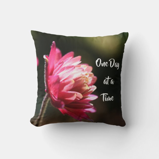 One Day At A Time Quote Flower In Sunlight   Cushion (Front)