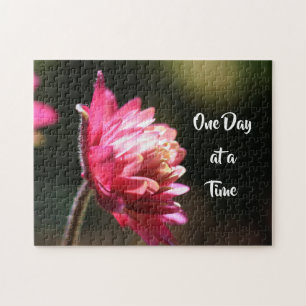One Day At A Time Quote Flower In Sunlight Jigsaw Puzzle