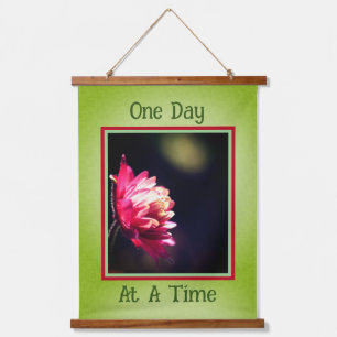 One Day At A Time Quote Flower Inspirational Hanging Tapestry