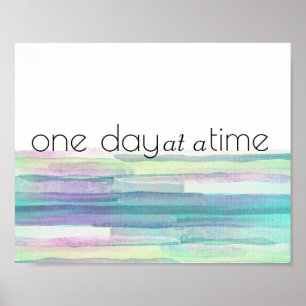 one day at a time quote motivational on abstract poster