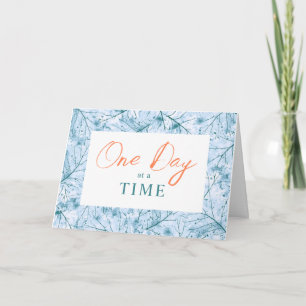 One Day at a time Sobriety Anniversary Blue Card