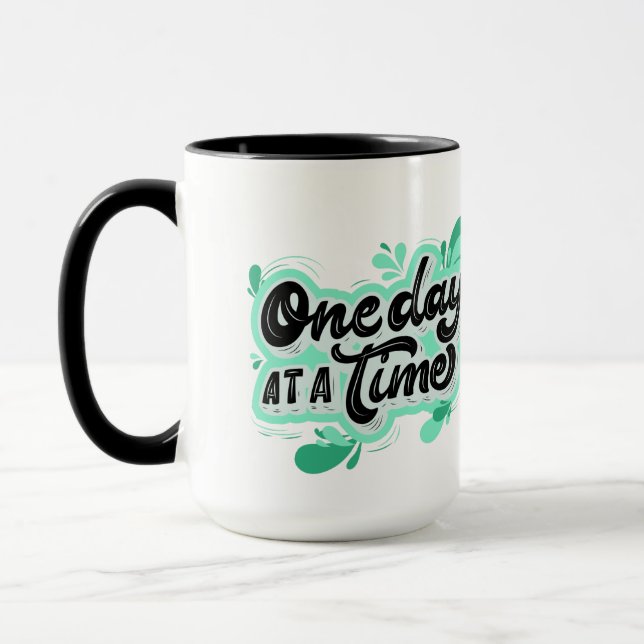 One Day At A Time Teal Splash 15oz Mug (Left)