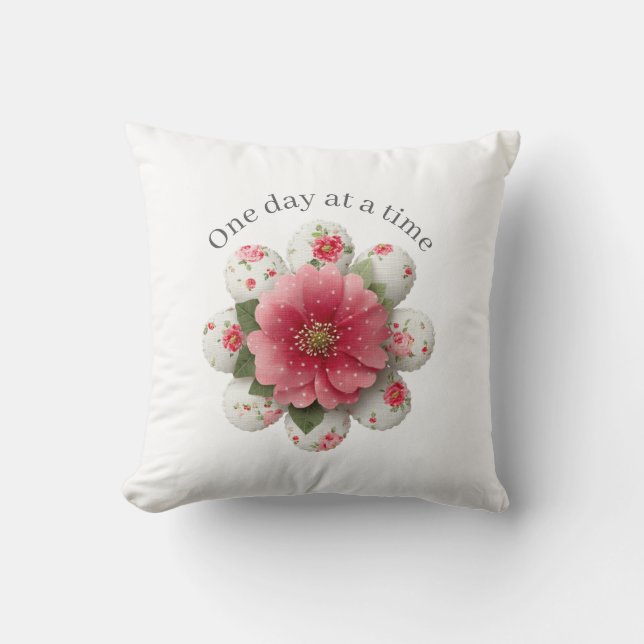 One Day at a Time Throw Pillow Affirmation (Front)