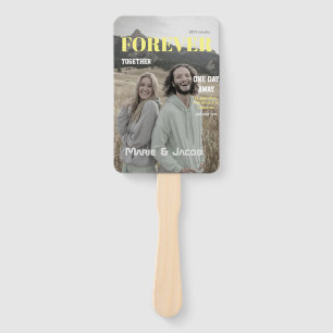one day away dinner couple magazine photo yellow w hand fan