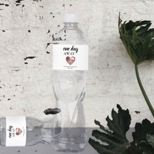 One Day Away Heart Photo Rehearsal Dinner Water Bottle Label