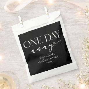 One Day Away Minimal Wedding Rehearsal Dinner Favour Bag