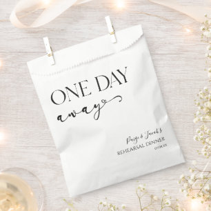 One Day Away Minimal Wedding Rehearsal Dinner Favour Bag