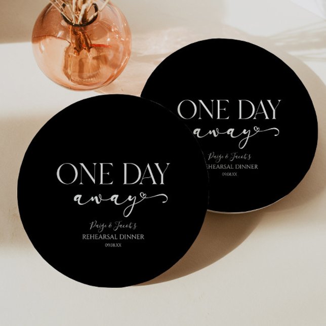 One Day Away Minimal Wedding Rehearsal Dinner Paper Plate (Creator Uploaded)