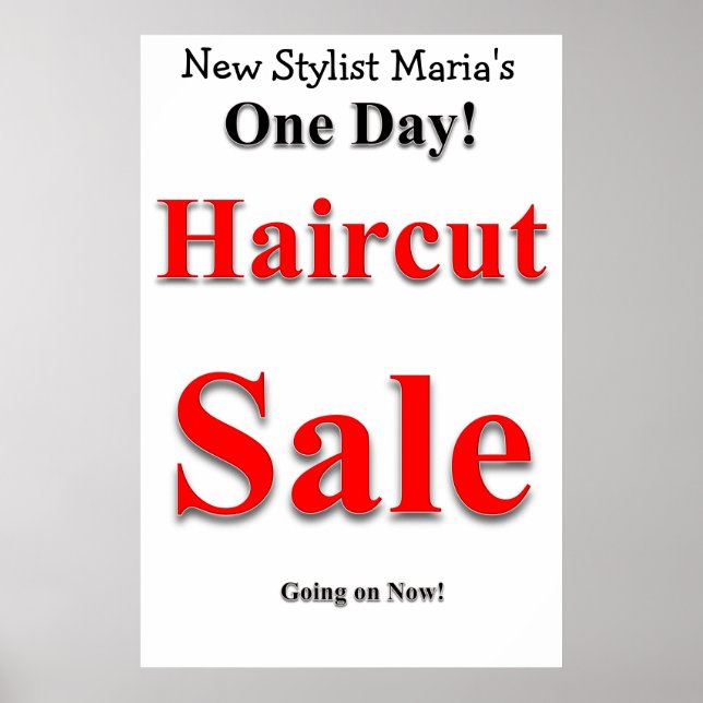 One Day Haircut Sale Beauty Salon Poster (Front)