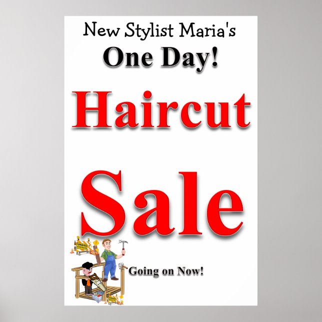 One Day Haircut Sale Beauty Salon Poster (Front)
